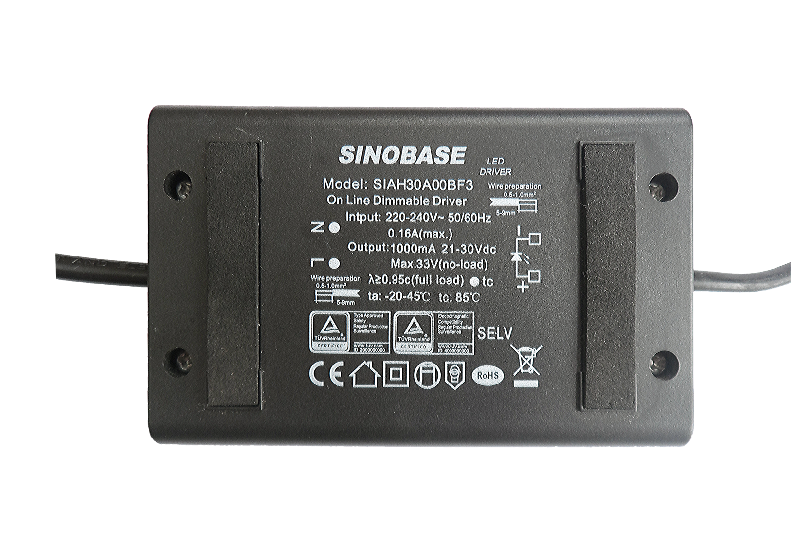top cover of sinobase online foot dimmable led driver